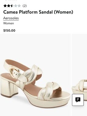 AEROSOLES Metallic Gold Braided Strap Platform Sandal